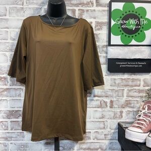 Susan Graver Brown Short Sleeve Top women’s large